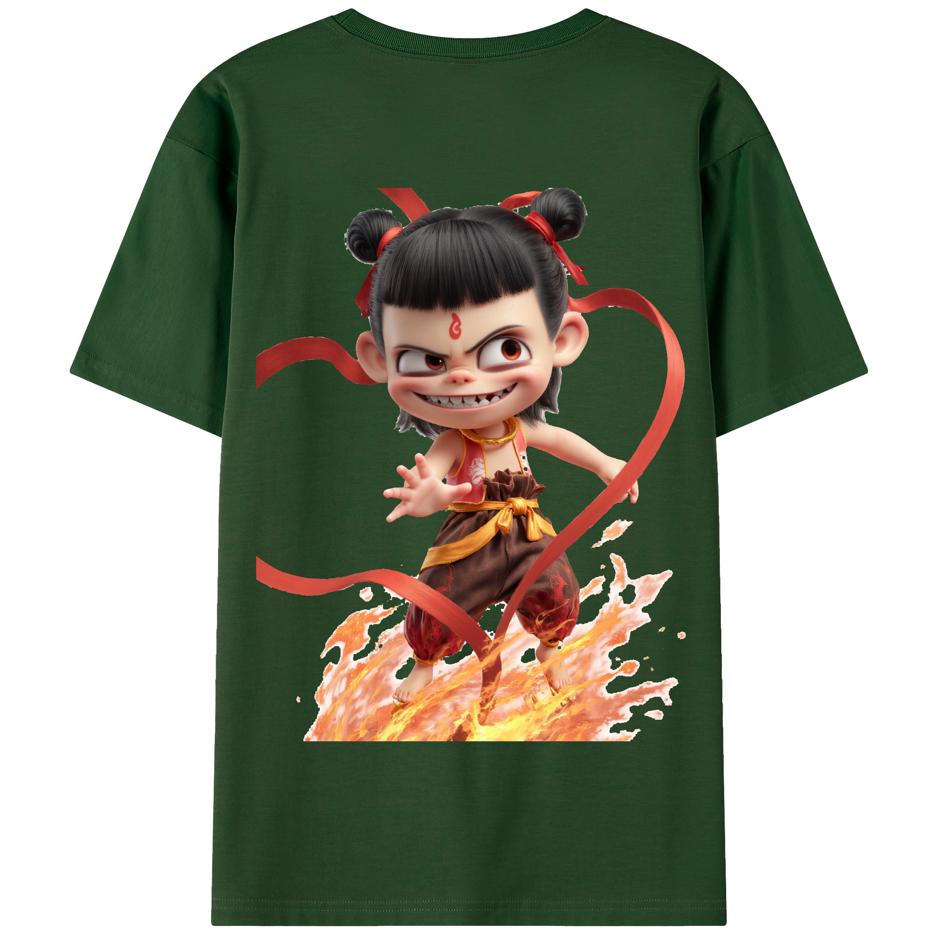 （画像用） Ne Zha 2 ナタ 魔童の大暴れ 綿100％半袖Tシャツ（背面プリント）